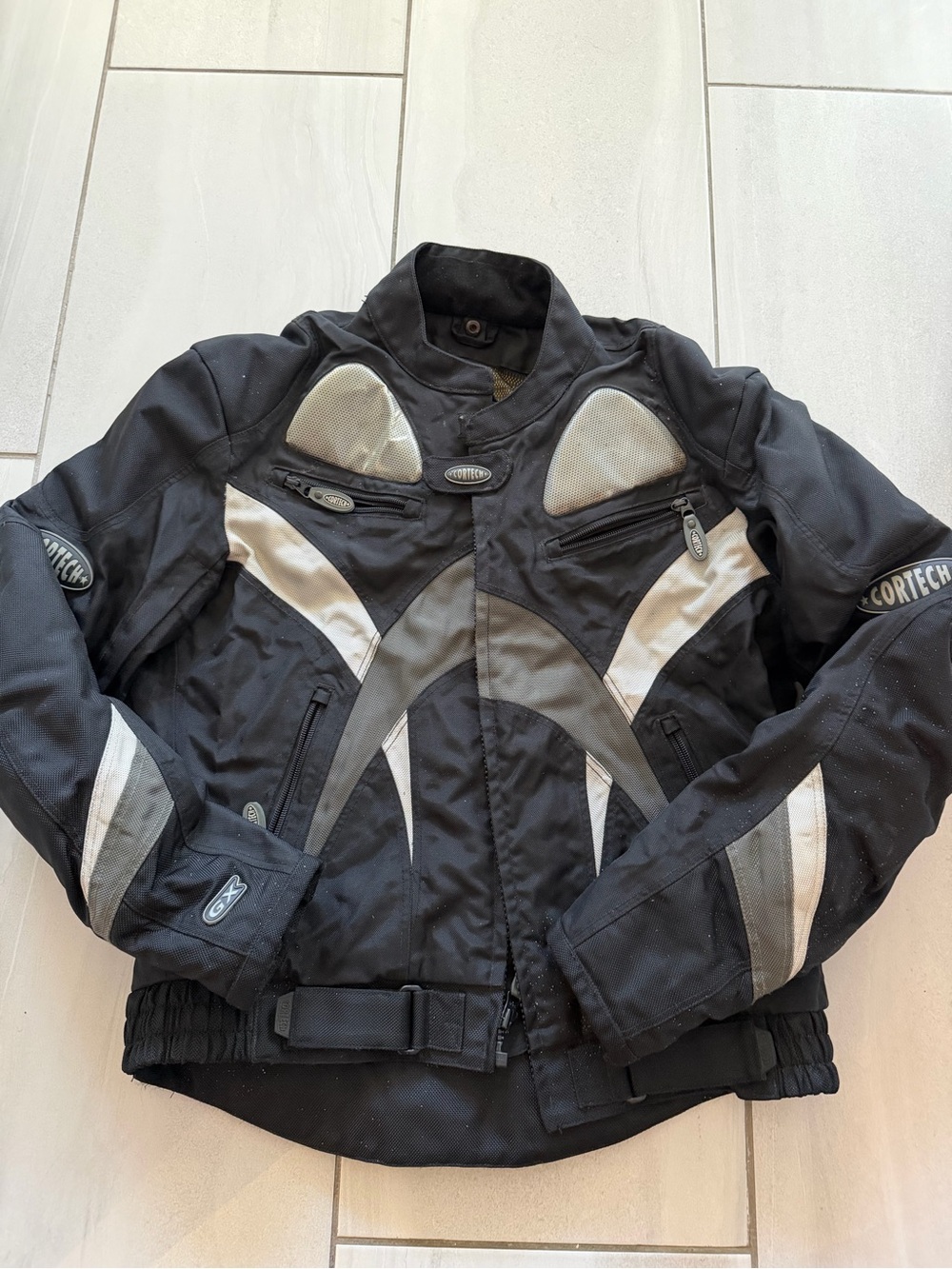Black and Gray Motorcycle Jacket with Reflective Panels Cortech